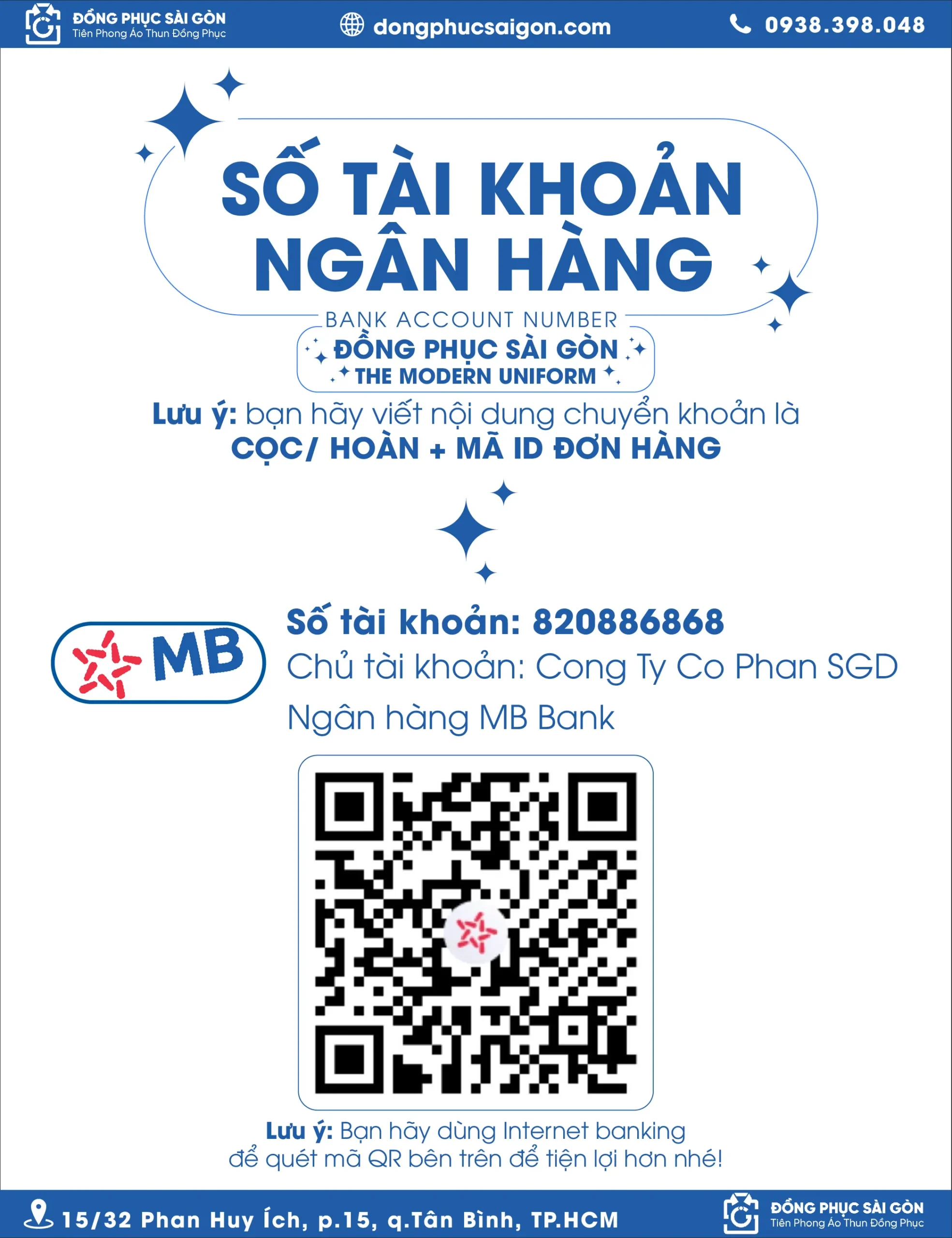 phương thức thanh toán Đồng Phục Sài Gòn