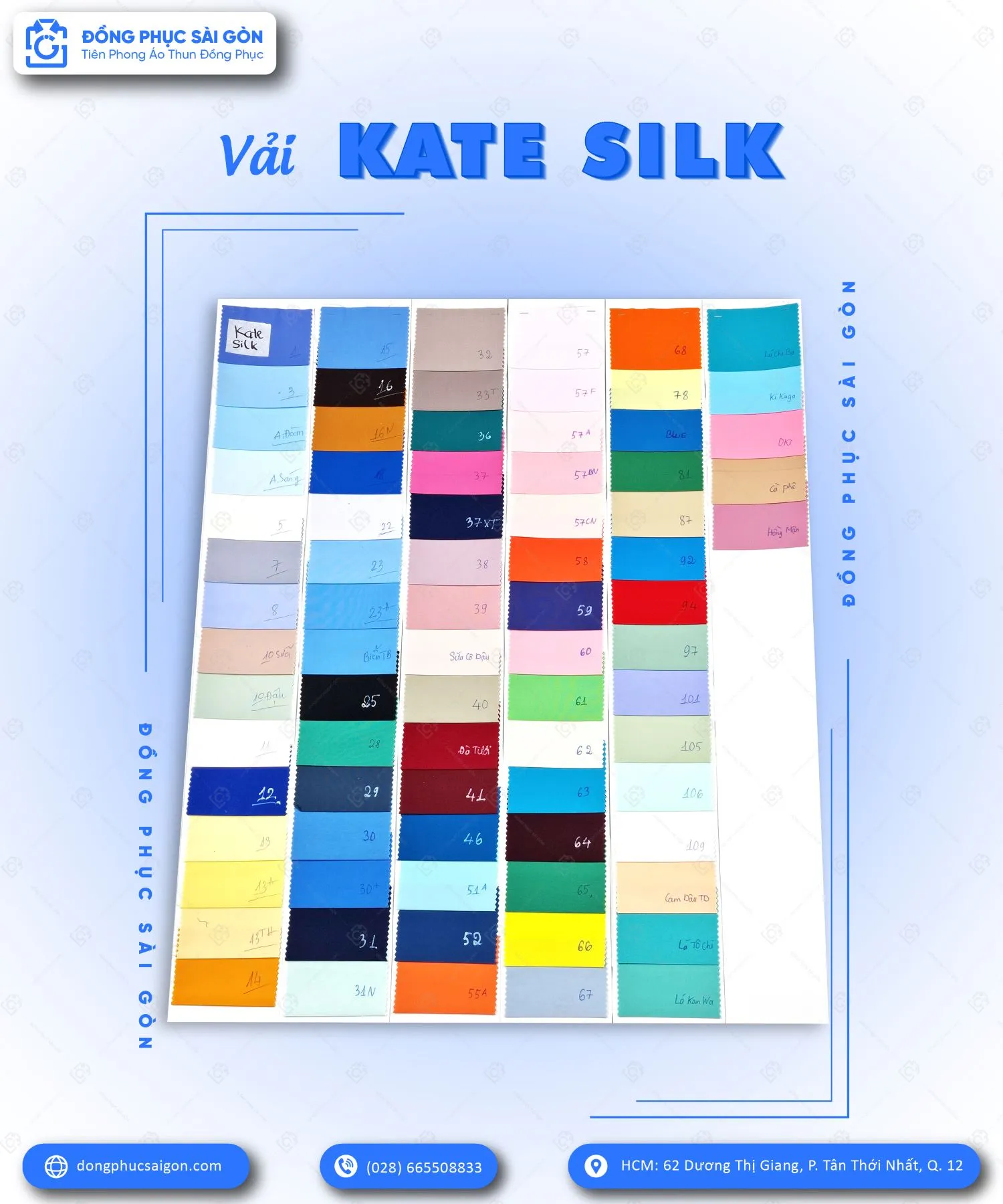 Bảng màu vải Kate Silk