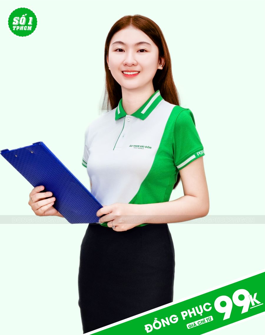 Đồng phục công ty màu trắng phối xanh ATG0001