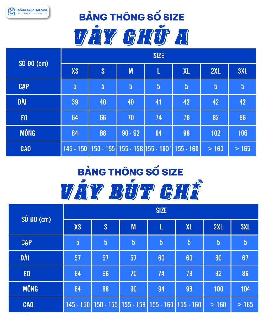 Bảng size váy công sở