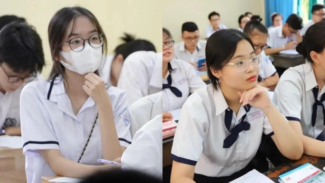 Áo sơ mi trắng đồng phục học sinh phối xanh đen