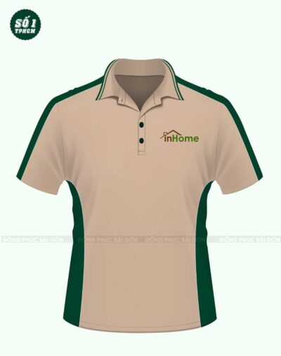 Áo phông đồng phục công ty màu be mẫu inHome