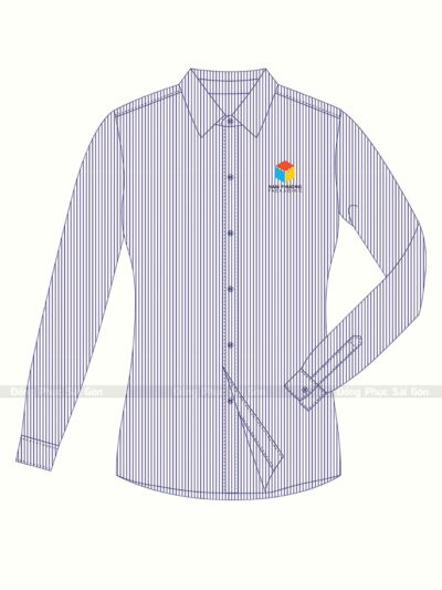 Áo đồng phục sơ mi công sở màu trắng xanh