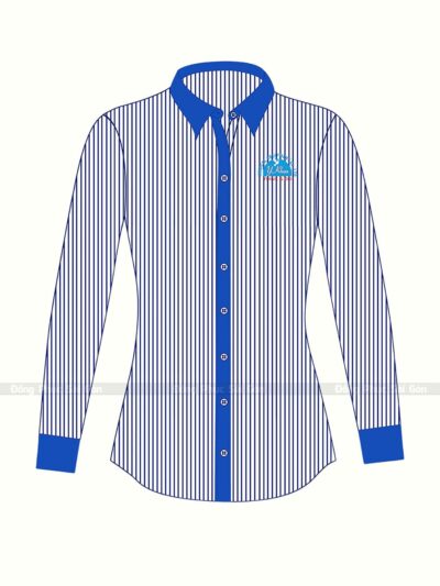 Áo sơ mi doanh nghiệp công ty màu trắng phối xanh