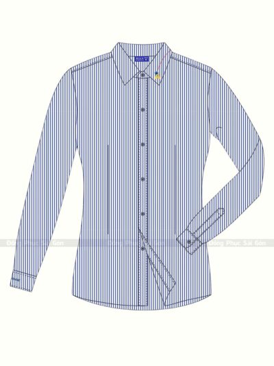 Áo sơ mi đồng phục công sở màu sọc xanh