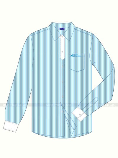 Mẫu áo sơ mi đồng phục văn phòng màu xanh cao cấp