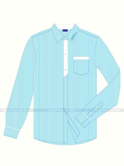 Mẫu Áo Sơ Mi Đồng Phục SM08 Màu Xanh