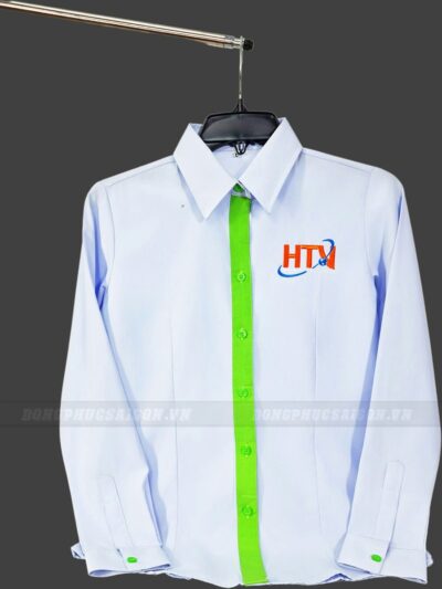 Áo đồng phục sơ mi công sở màu xanh