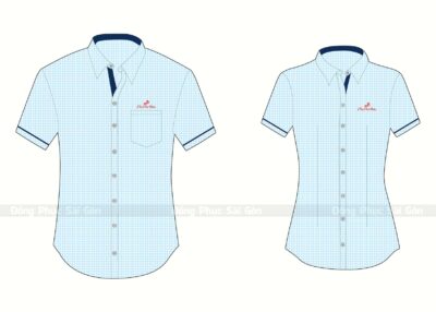 Mẫu áo đồng phục sơ mi công sở trắng dài tay