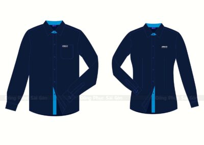 Đồng phục áo sơ mi công sở tay dài màu xanh than
