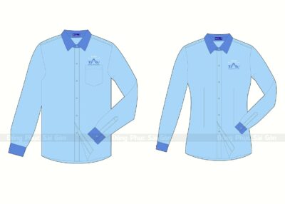 Mẫu áo sơ mi đồng phục công sở màu xanh ASMT30