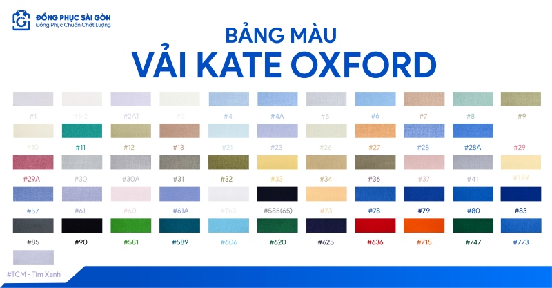 Bảng màu vải oxford may đồng phục công sở