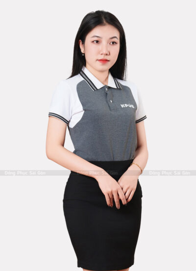 Đồng phục áo phông giá rẻ KPOB màu xám phối trắng 2