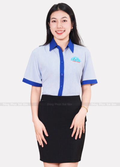 Áo công sở màu xanh tinh tế