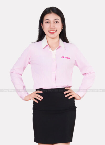 Áo sơ mi nữ công sở đồng phục màu hồng