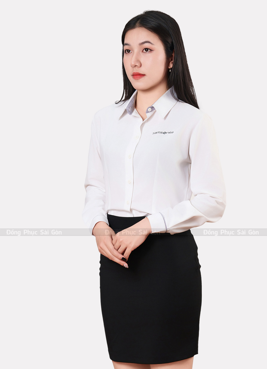 Đồng phục sơ mi nữ màu trắng tay dài 3