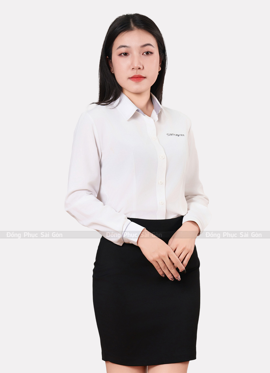 Đồng phục sơ mi nữ màu trắng tay dài 4