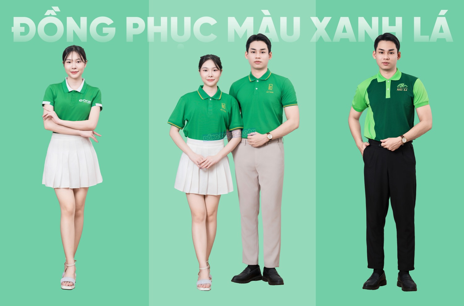 mẫu đồng phục màu xanh lá đẹp