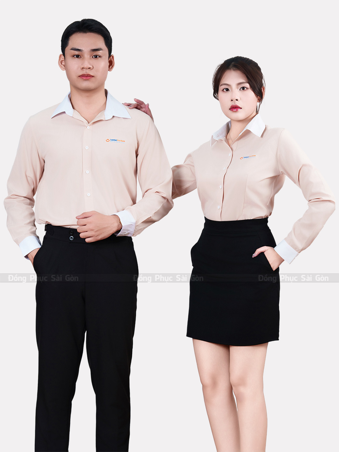 Đồng phục áo sơ mi công sở tay dài màu cam nhạt 22