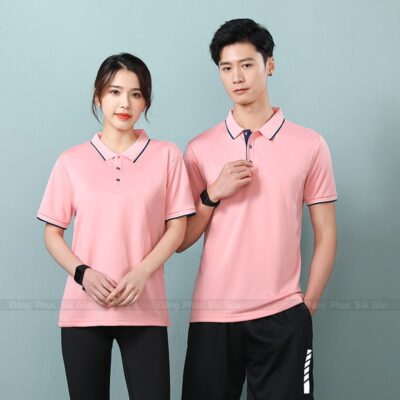 Áo phông đồng phục màu hồng trẻ trung 3