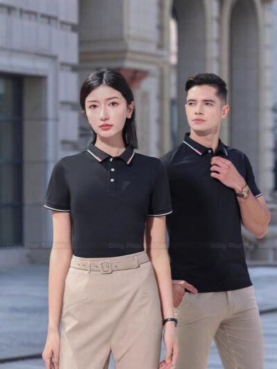 Áo thun đồng phục đen sang trọng 4