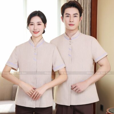 Đồng phục quán ăn ngon vải thể thao bền bỉ 1
