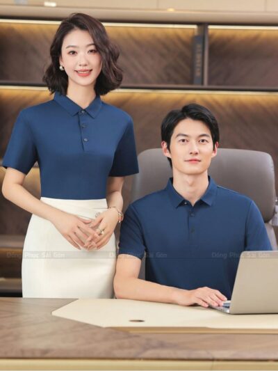 Mẫu áo thun đồng phục công ty có cổ lịch sự AT250042 2