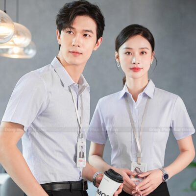 Áo sơ mi đồng phục nam nữ sọc caro 3