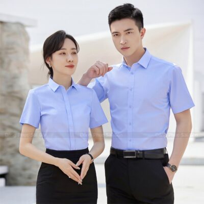 Đồng phục áo sơ mi xanh tươi mát 1