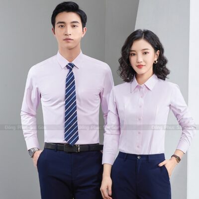 Đồng phục công sở màu hồng ngọt ngào