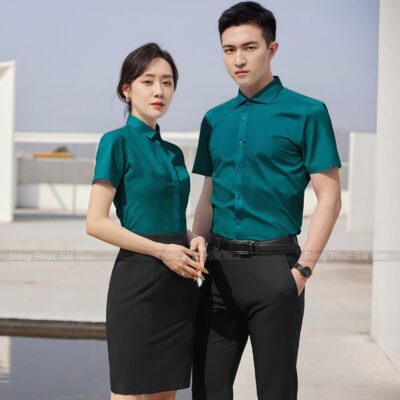 Đồng phục công sở màu xanh lá năng động
