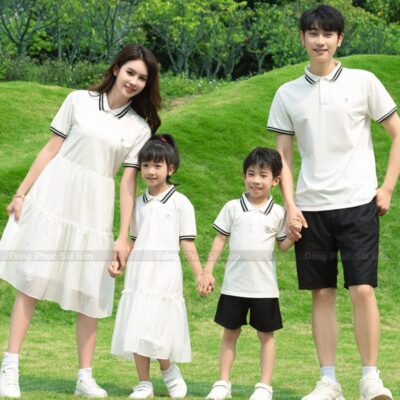 Đồng phục gia đình màu trắng thanh lịch