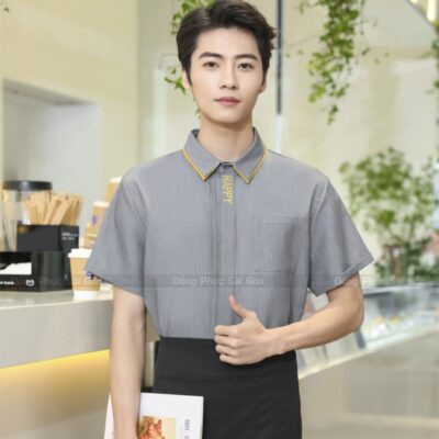 Đồng phục nhân viên cà phê màu sắc nổi bật 1