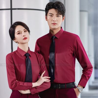 Đồng phục sơ mi công sở gam màu đỏ ấn tượng 1