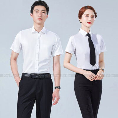 May đồng phục công sở in logo theo yêu cầu 5