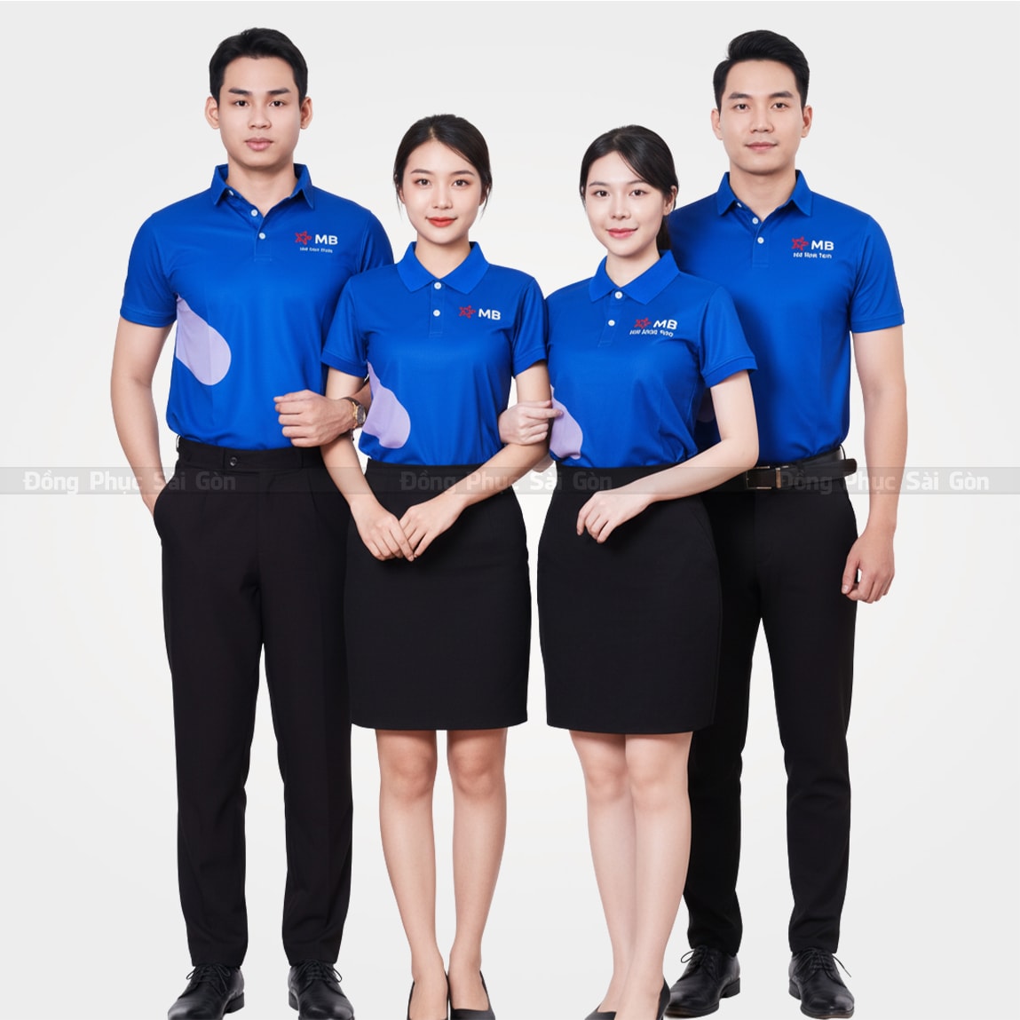 Áo polo đồng phục doanh nghiệp MB Bank màu xanh