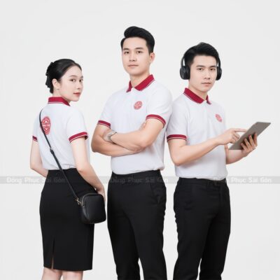áo thun đồng phục cổ trụ in logo đẹp AT2522