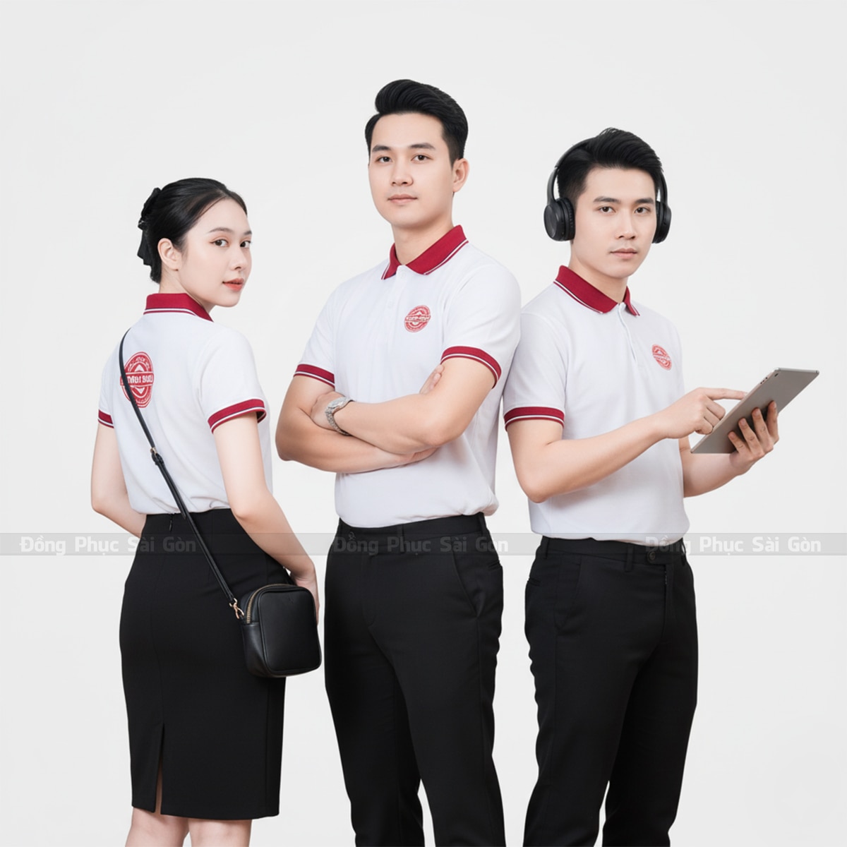 áo thun đồng phục cổ trụ in logo đẹp AT2522