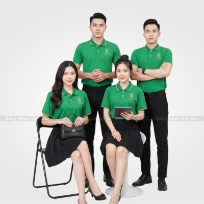Áo thun đồng phục công ty màu xanh lá cao cấp