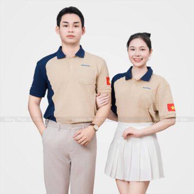Áo thun đồng phục công ty Zinrooms phối màu navy và be