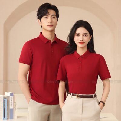 Áo thun đồng phục doanh nghiệp màu đỏ đô