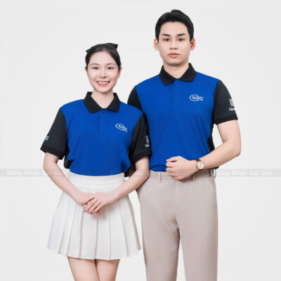 Áo thun phông đồng phục BLUESKY màu xanh phối đen