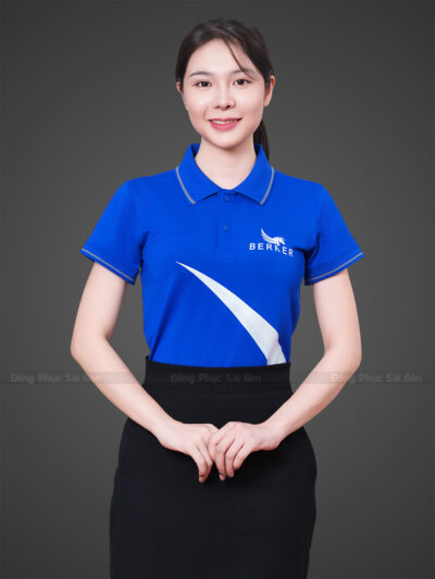 Đồng phục công ty màu xanh dương phối trắng 4