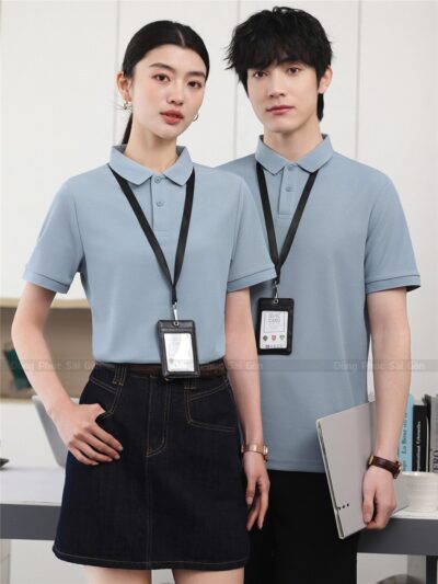 Mẫu áo thun đồng phục công ty có cổ chất liệu Lacoste 1
