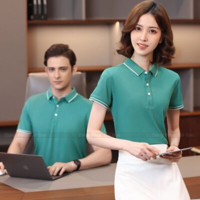mẫu áo thun đồng phục công ty màu xanh ngọc