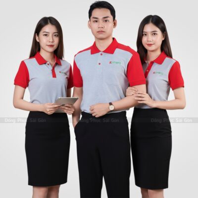 Áo đồng phục công ty Kamera bo dệt cao cấp 1