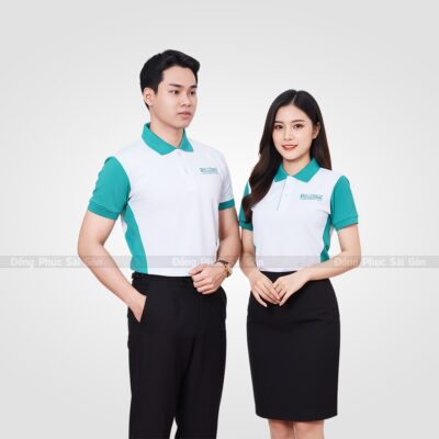 Áo phông đồng phục công ty thanh lịch màu trắng dáng basic 2