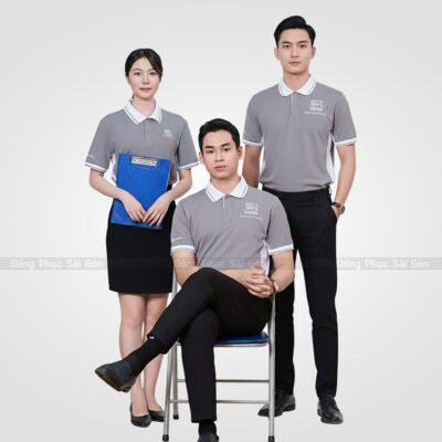 Áo thun đồng phục công sở tay ngắn màu xám 1