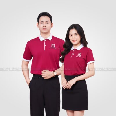 Áo thun đồng phục công ty Anh Bình màu đỏ 1