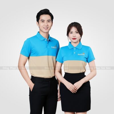 Áo thun đồng phục nhân viên công ty màu xanh dương 2